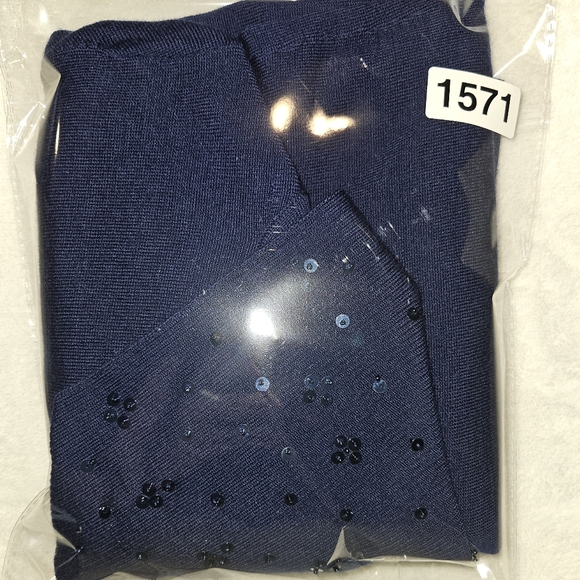 NWT! Wool Sweater Nurture Women's Medium Navy Blue Sequins Neckline NEW - Picture 11 of 11